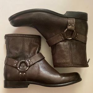 Frye Phillip Harness Short buckle boots bootie grey Women’s sz 9